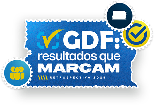 Logo marca GDF mais selos